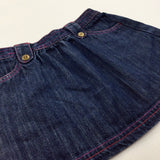 Dark Blue Denim Skirt With Pink & Red Stitching - Girls 2-3 Years