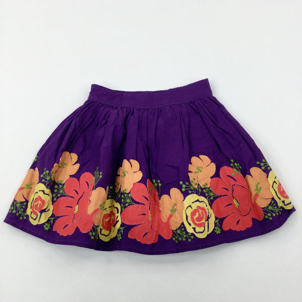 Flowers Colourful Purple Skirt - Girls 2-3 Years