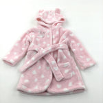 'Pretty Little Girl' Hearts Pink & White Dressing Gown with Hood & Ears - Girls 6-9 Months