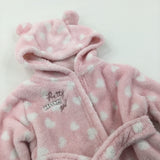 'Pretty Little Girl' Hearts Pink & White Dressing Gown with Hood & Ears - Girls 6-9 Months