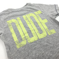'Surf Dude' Yellow & Mottled Grey T-Shirt - Boys 3-4 Years