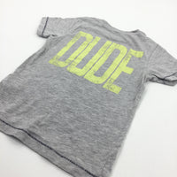 'Surf Dude' Yellow & Mottled Grey T-Shirt - Boys 3-4 Years