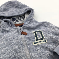 'Dino League' Pale Blue Mottled Zip Up Hoodie Sweatshirt - Boys 6-9 Months