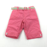 Pink Cotton Cropped Trousers - Girls 6-9 Months