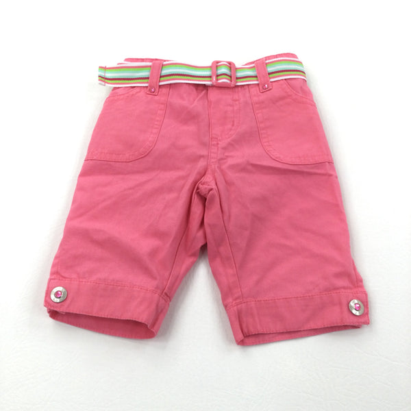 Pink Cotton Cropped Trousers - Girls 6-9 Months