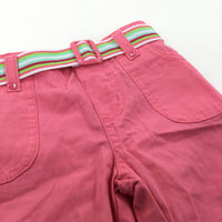 Pink Cotton Cropped Trousers - Girls 6-9 Months