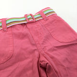 Pink Cotton Cropped Trousers - Girls 6-9 Months