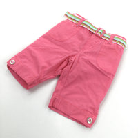 Pink Cotton Cropped Trousers - Girls 6-9 Months