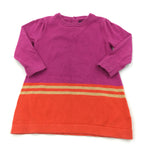 Mauve, Gold & Orange Lightweight Knitted Dress - Girls 12-18 Months