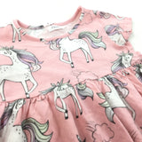 Unicorns Pink & White Lightweight Jersey Dress - Girls 12-18 Months