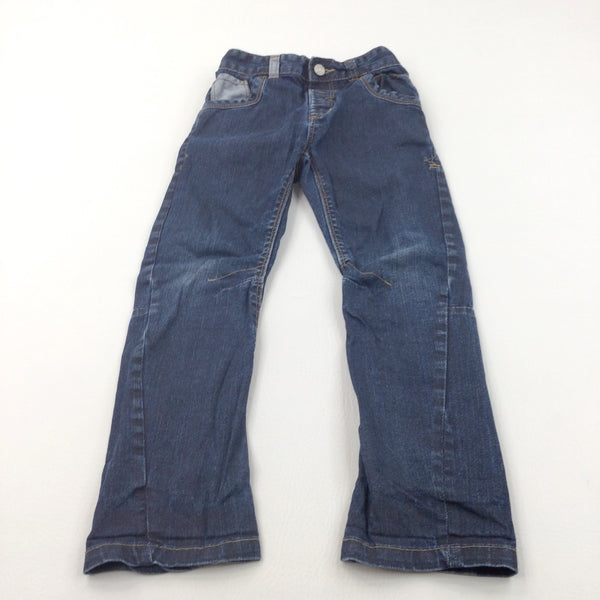 Dark Blue Denim Jeans with Adjustable Waistband - Boys 5-6 Years