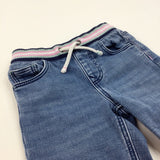 Light Blue Denim Jeans With Colourful Waist - Girls 2-3 Years