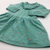 Flowers Green Colourful Jumper Dress - Girls 2-3 Years