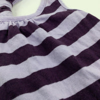 Purple Striped Cotton Sleeveless Dress - Girls 3-4 Years