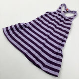 Purple Striped Cotton Sleeveless Dress - Girls 3-4 Years