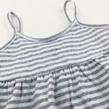 Slate Blue & White Striped Jersey Vest Top - Girls 6-9 Months