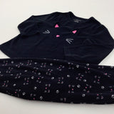 Cat Embroidered Black & Pink Pyjamas - Girls 2-3 Years