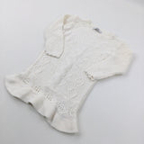 White Long Sleeve Knitted Dress - Girls 3-4 Years
