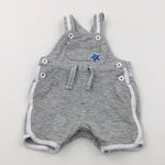 Star Appliqued Grey Short Jersey Dungarees - Boys 0-3 Months