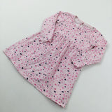 Butterflies Pink Cotton Long Sleeve Dress - Girls 3-4 Years