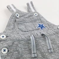 Star Appliqued Grey Short Jersey Dungarees - Boys 0-3 Months