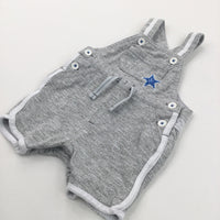 Star Appliqued Grey Short Jersey Dungarees - Boys 0-3 Months