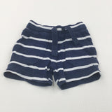 Navy & White Striped Lightweight Jersey Shorts - Boys 0-3 Months