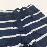 Navy & White Striped Lightweight Jersey Shorts - Boys 0-3 Months