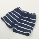 Navy & White Striped Lightweight Jersey Shorts - Boys 0-3 Months