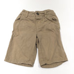 Tan Cotton Twill Shorts with Adjustable Waistband - Boys 18-24 Months