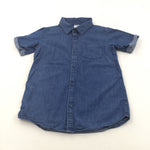 Mid Blue Denim Effect Cotton Shirt - Boys 7 Years
