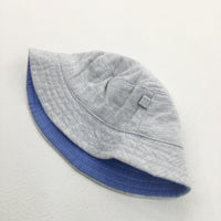 Stars Blue & Grey Jersey Sun Hat - Boys 0-3 Months