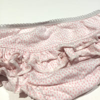 Frilly Bottom White & Pink Dots Jersey Nappy Pants - Girls-3-6m