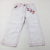 Embroidered White Cropped Trousers - Girls 6-7 Years