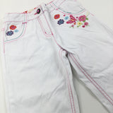 Embroidered White Cropped Trousers - Girls 6-7 Years