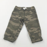 Khaki Green Camouflage Tracksuit Bottoms - Boys 6 Months