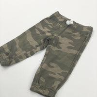 Khaki Green Camouflage Tracksuit Bottoms - Boys 6 Months