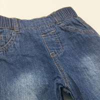 Mid Blue Lined Denim Jeans - Boys 3-6 Months