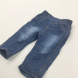 Mid Blue Lined Denim Jeans - Boys 3-6 Months