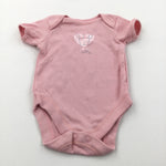 'Love Love You' Rabbit Dusky Pink Short Sleeve Bodysuit - Girls 0-3 Months