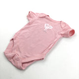 'Love Love You' Rabbit Dusky Pink Short Sleeve Bodysuit - Girls 0-3 Months