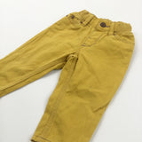 Golden Yellow Cotton Twill Trousers with Adjustable Waistband - Boys 3-6 Months