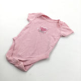 'Always Lovely' Heart & Flowers Pink Short Sleeve Bodysuit - Girls 0-3 Months