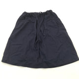 Navy Cotton Skirt with Fabric Belt - Girls 4-5 Years