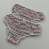 Two Pairs of Colourful Striped Cotton Briefs - Girls 8-9 Years