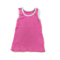 'Baby' Pink & White Jersey Vest Top - Girls 0-3 Months