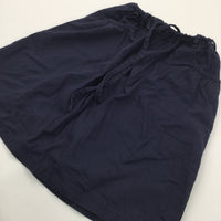 Navy Cotton Skirt with Fabric Belt - Girls 4-5 Years