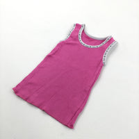 'Baby' Pink & White Jersey Vest Top - Girls 0-3 Months