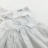 Dots & Bow White Cotton Sun/Party Dress - Girls 3-6 Months
