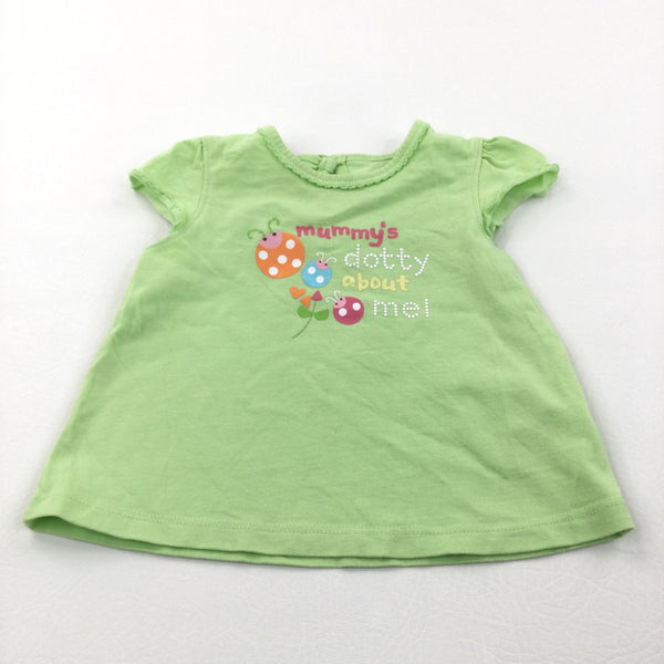 .Mummy's Dotty About Me' Green T-Shirt - Girls 3-6 Months